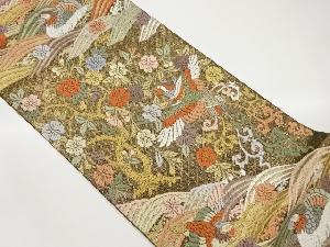 佐賀錦唐織枝垂れ桜に鳳凰・波・鴛鴦模様織出し袋帯